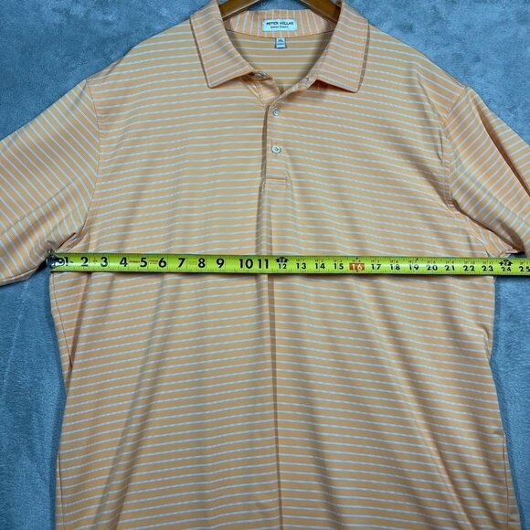 Peter Millar Summer Comfort Mens Performance Orange Blue Striped Polo Shirt XXL - Picture 4 of 7
